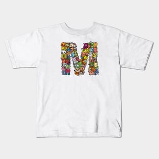 Alphabet Monster Doodle Letter M Monogram Kids T-Shirt